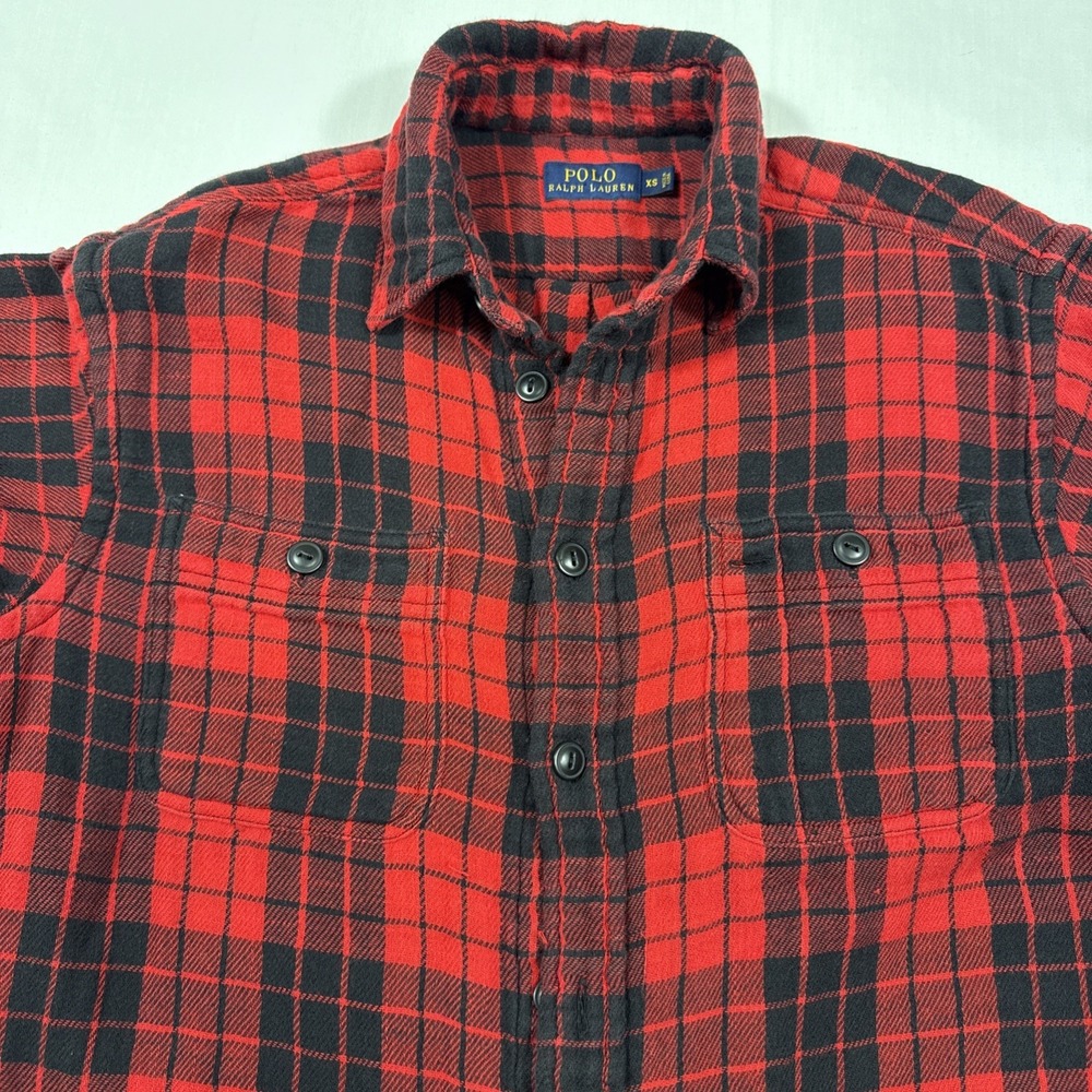 SHIRT‎ FLANNEL Polo Ralph Lauren WOMENS SMALLRed & Black Plaid  Button-Up Shirt,
